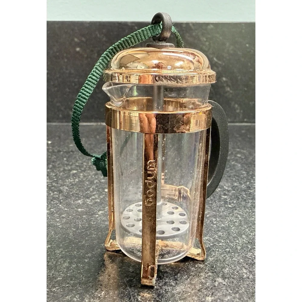 Starbucks Bodum French Press Christmas‎ Ornament Copper Mini 2.5
